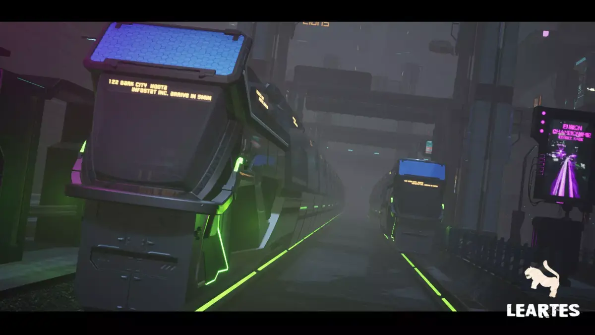 Driveable Animated Retro Cyberpunk Hover Train Low-poly 3D model