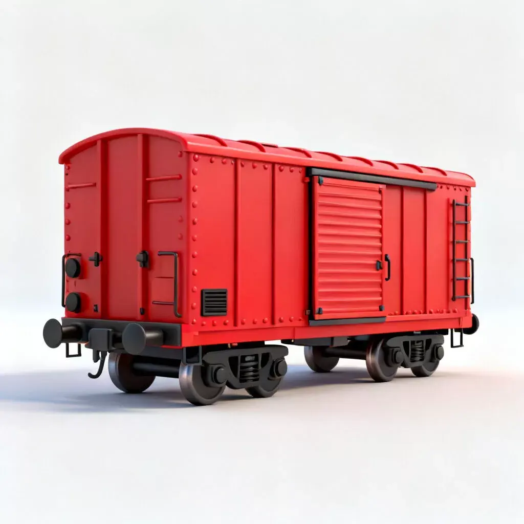 Stylized Cartoon Toy Boxcar Red Train 3d model Low-poly 3D model