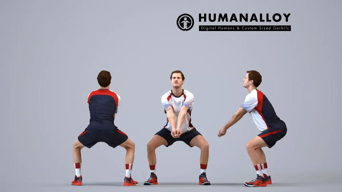 00560Jason003 - Adult Caucasian man crouching during exercise 3D model