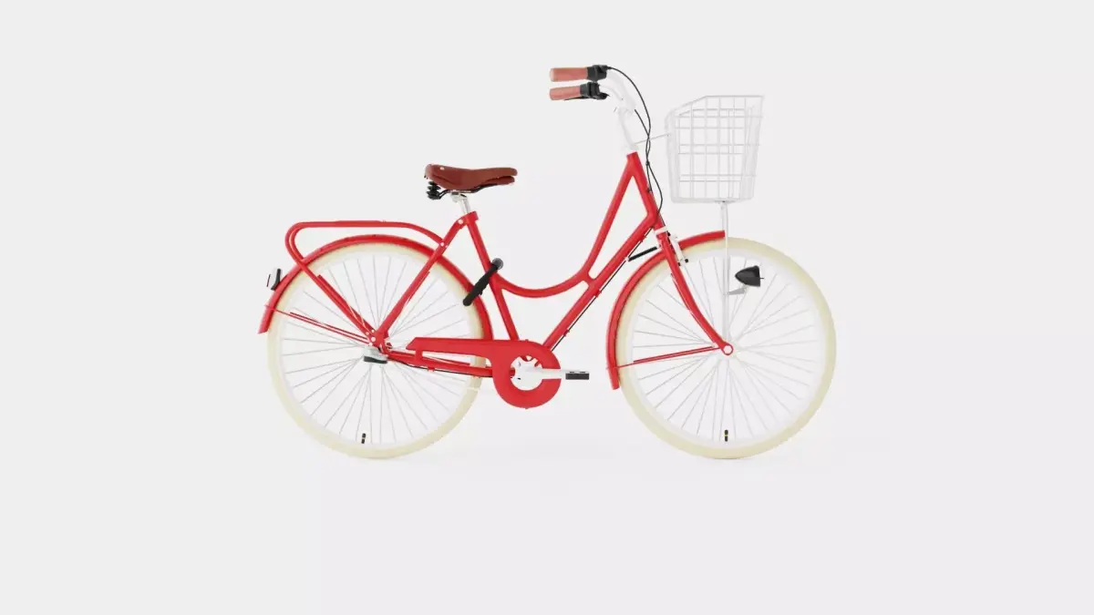 Red Bicycle Low-poly 3D model