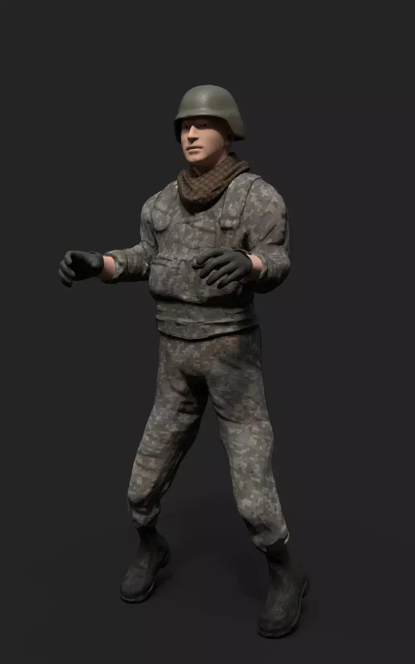 Army Man With Military Textures Pilot 3D model