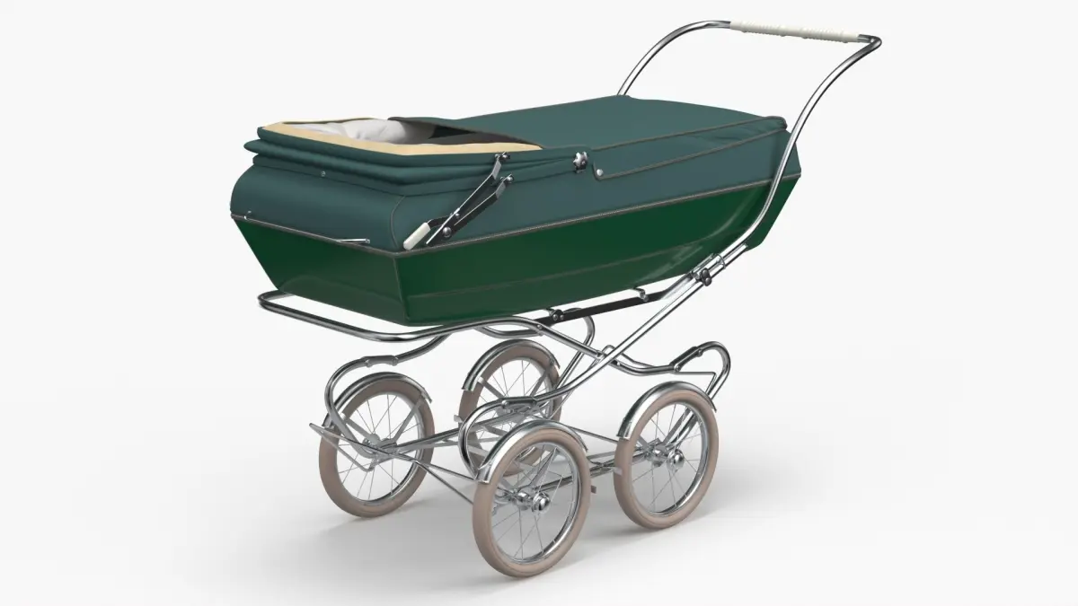 Bilt Rite Vintage Sleeping Stroller with Canopy Folded 3D model