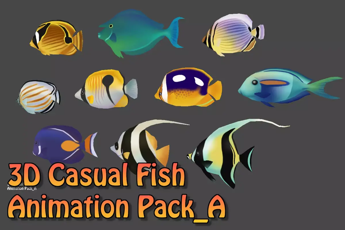 3D Casual Fish Animation Pack Low-poly 3D model