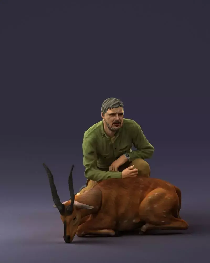 Hunter and antelope 0112 3D model