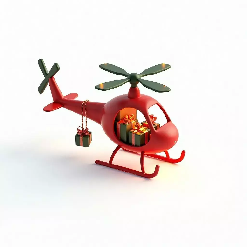 Christmas Delivery Helicopter 3D Model Stylized Prop Low-poly 3D model