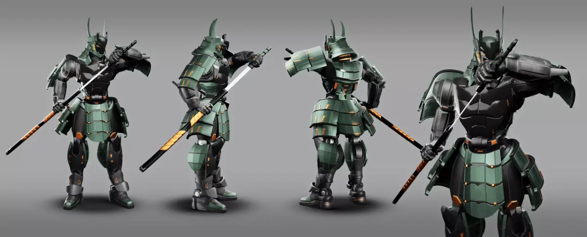 Samurai Robot asset Low-poly 3D model