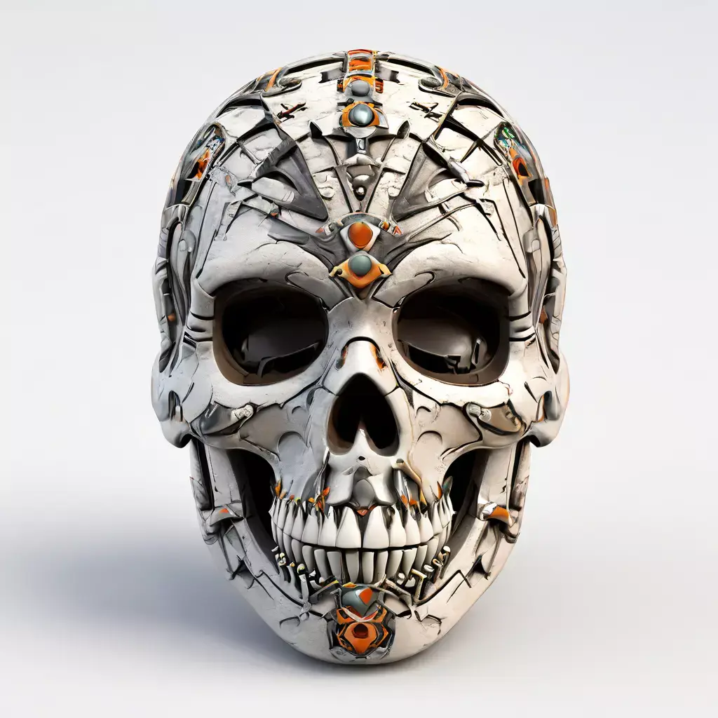 Cyberpunk Robotic Skull HighDetail Model Low-poly 3D model