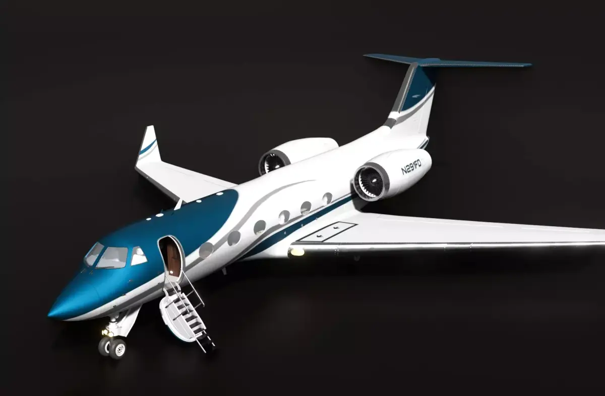 Gulfstream IV Private Jet Low-poly 3D model