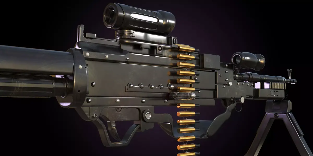 Machine Gun Low-poly 3D model 3