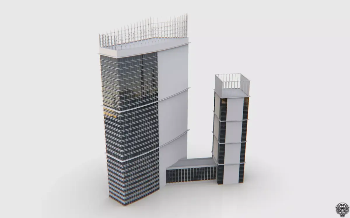Central Building Low-poly 3D model purchase