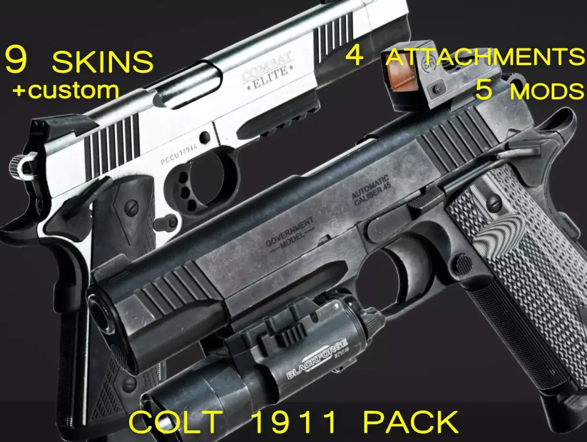 Colt 1911 CCU 45 ACP Pack Low-poly 3D model