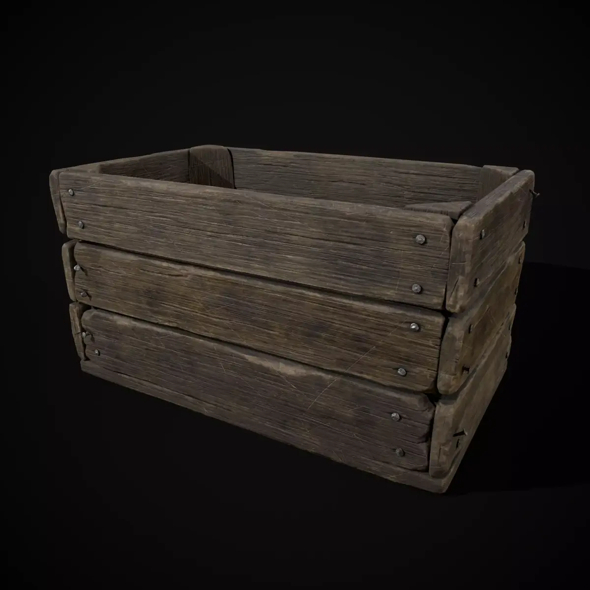  Simple Old Wooden Crate  Low-poly 3D model