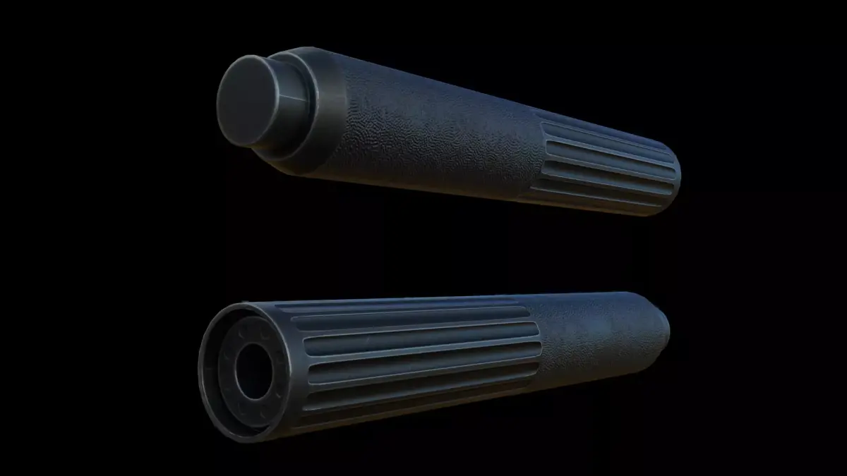Ribbed Silencer Low-poly 3D model
