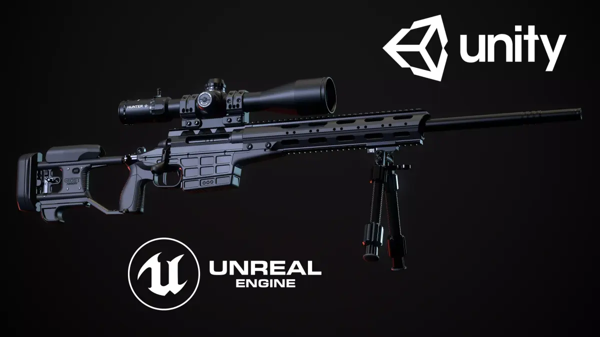 Multi Caliber Sniper Rifle Low-poly 3D model