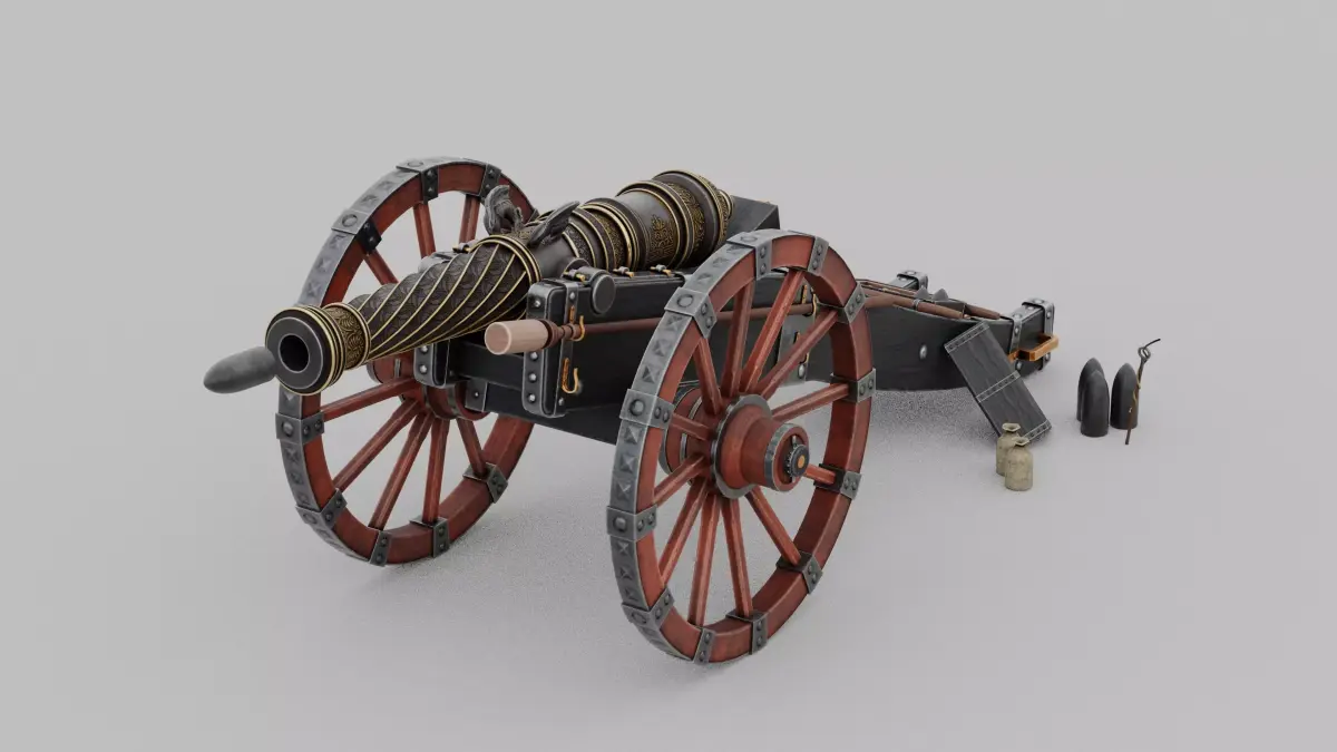 O Kit 01 Cannon Kit 05 of 05 royal imperial cannon Low-poly 3D model
