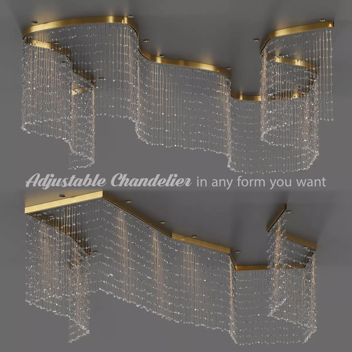 Adjustable Crystal String Chandelier Low-poly 3D model
