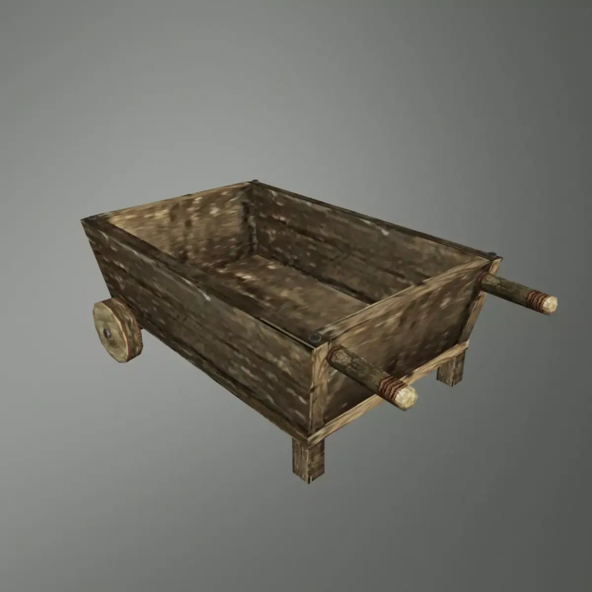 Medieval wheel cart  Low-poly 3D model