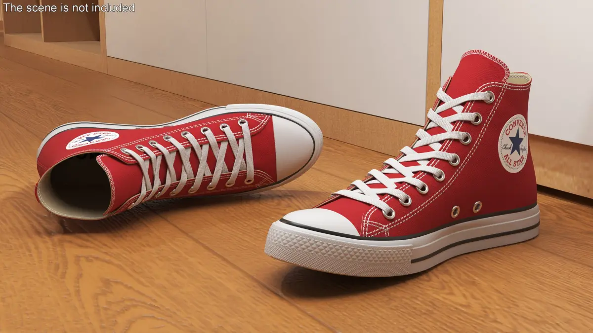 Red Converse All Stars Sneakers 3D model