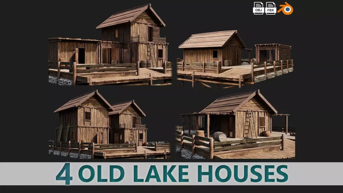 Old Lake House PBR 4K GameReady Pack 25 to 28 Low-poly 3D model