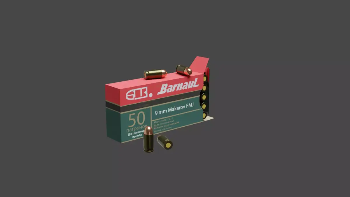 9x18mm FMJ rounds Low-poly 3D model