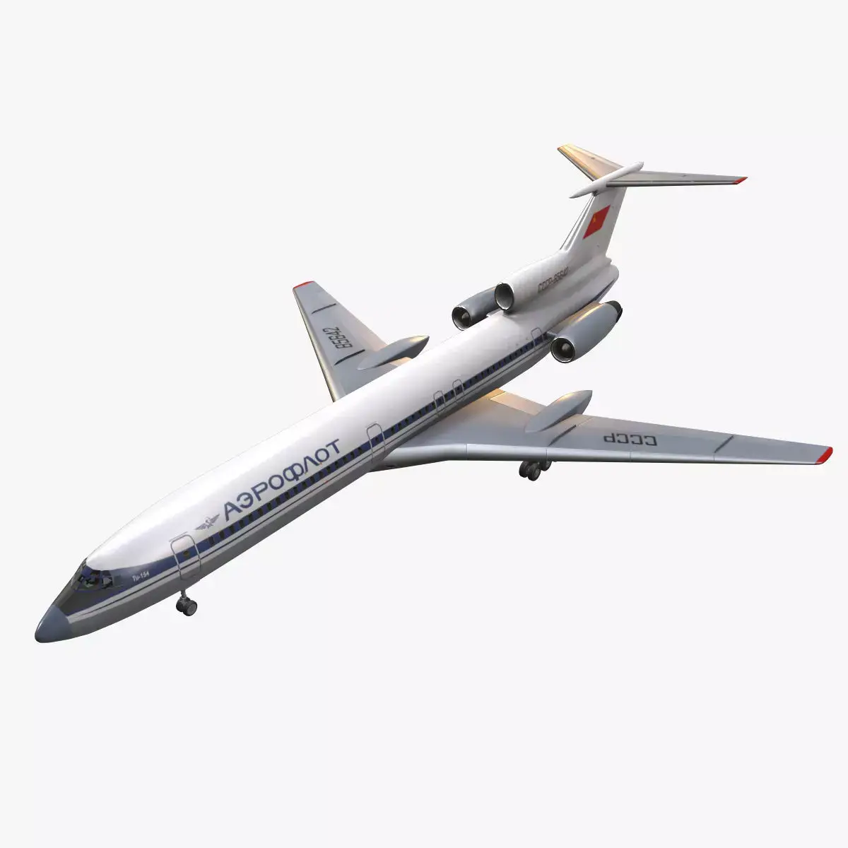 Tupolev Tu-154 USSR Animated Low-poly 3D model