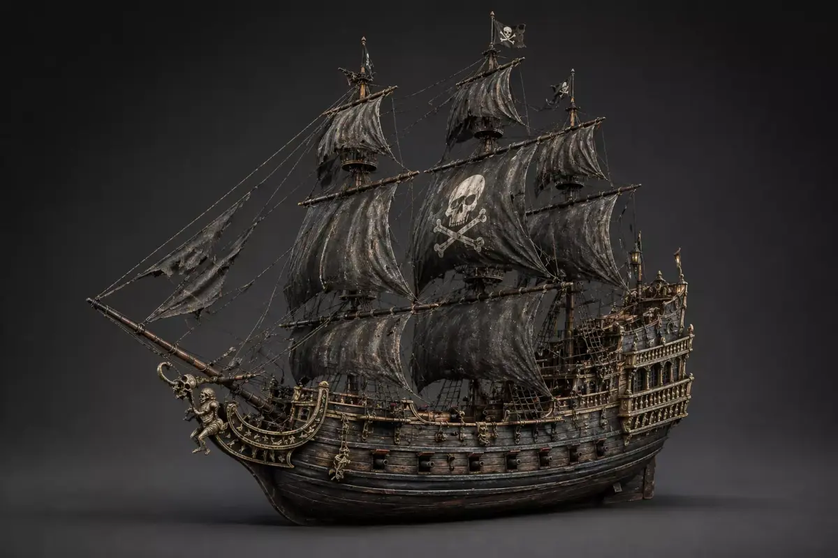 Pirate Ship Realistic Wooden Galleon 3D model purchase