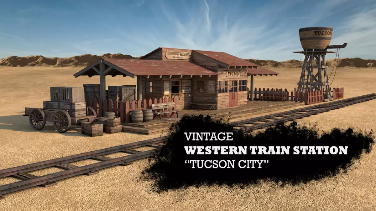 Tucson City Vintage Western Train Station 3D model