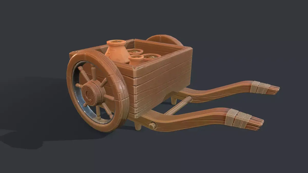 Stylized Wheelbarrow Low-poly 3D model buy