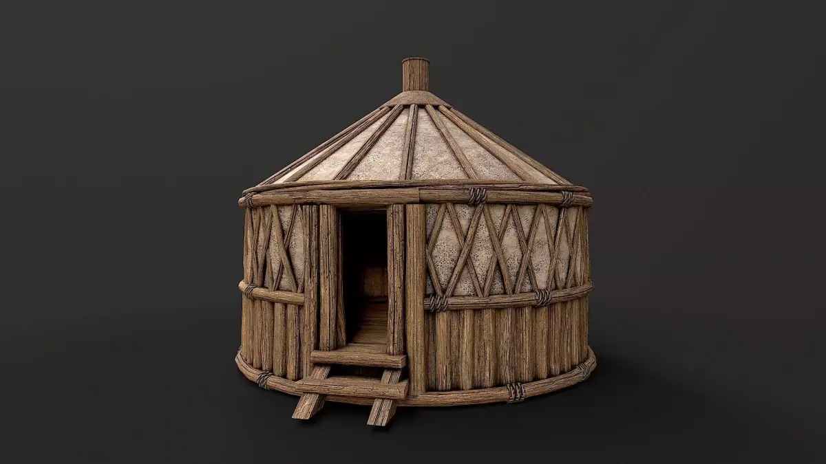 Traditional Yurt Nomads Tent with Interior 5 Low Poly PBR Low-poly 3D model