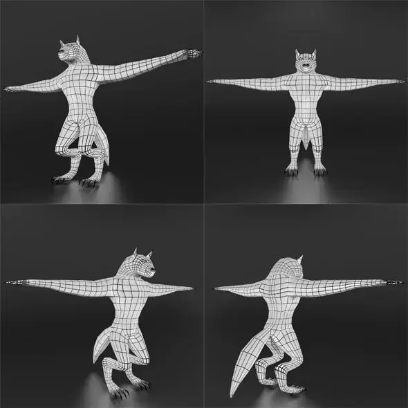 LowPoly WereWolf Base mesh Free low-poly 3D model