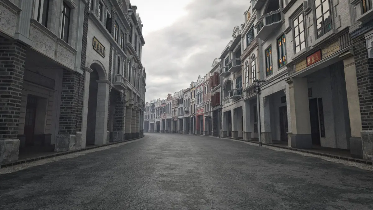 Chinese arcade streets shophouse Buildings kit 3D model purchase