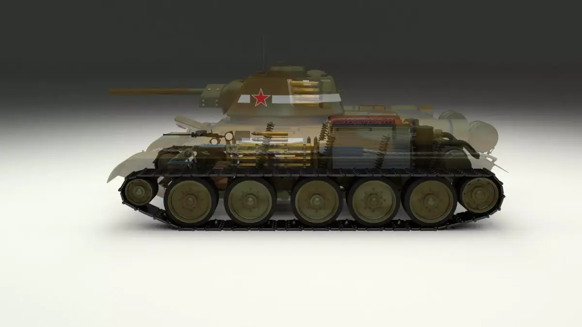 T-34 76 Interior Engine Bay Camo Full 3D model