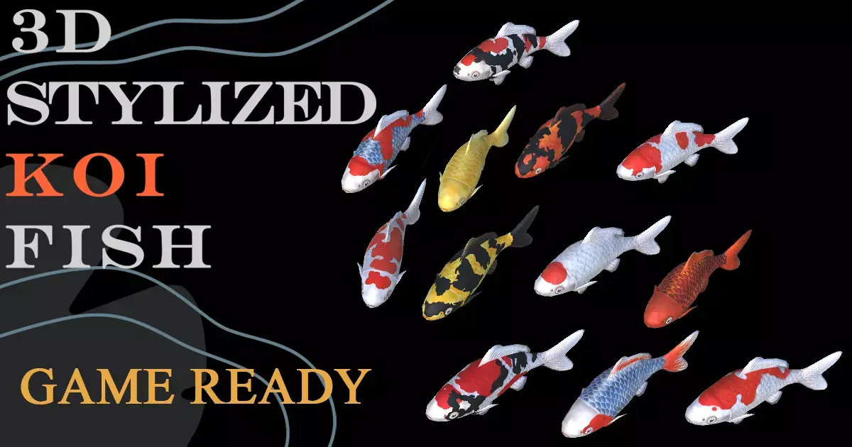 GAME READY 3D Stylized Koi Fish Low-poly 3D model