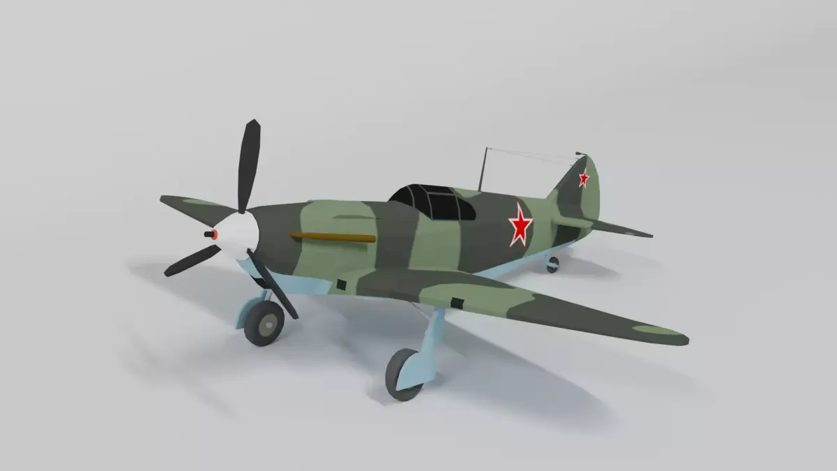 Low Poly Cartoon LaGG-3 WWII Airplane Low-poly 3D model