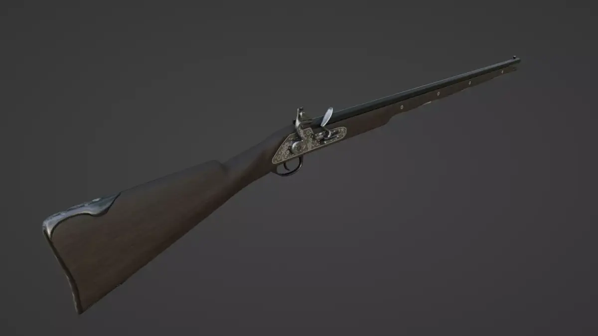 1720 Flintlock Long Rifle Low-poly 3D model