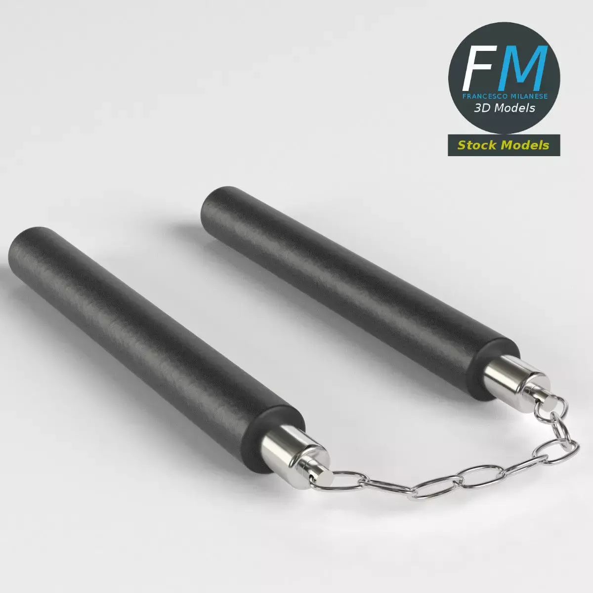 Nunchaku pair of weights with chains 3D model