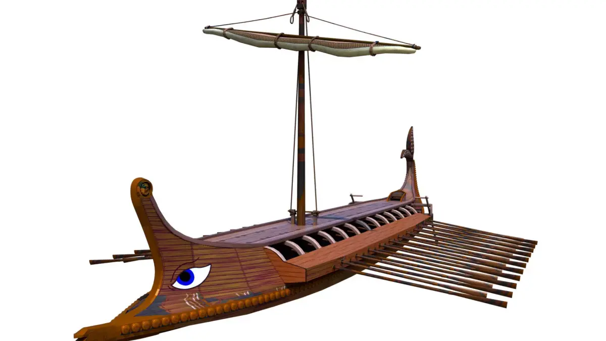 Historical Roman Greek Warship Trireme Low-poly 3D model