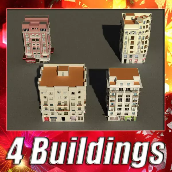 Building Collection 37-40 Low-poly 3D model