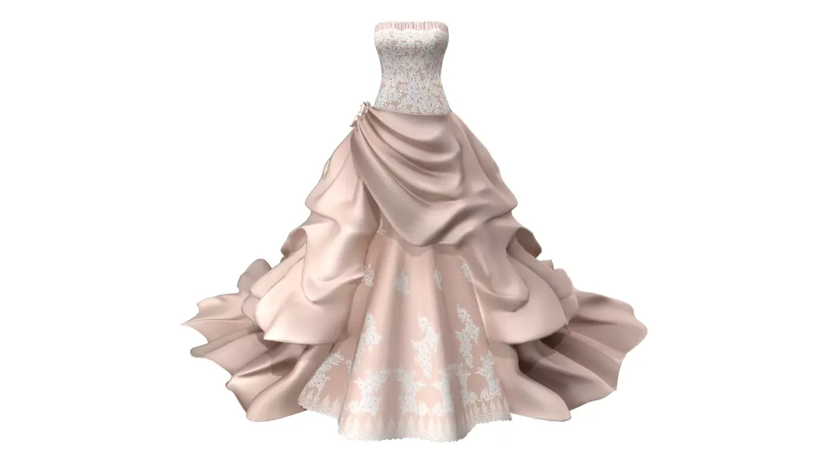 Ball-Gown Sweetheart Court Train Dress Low-poly 3D model