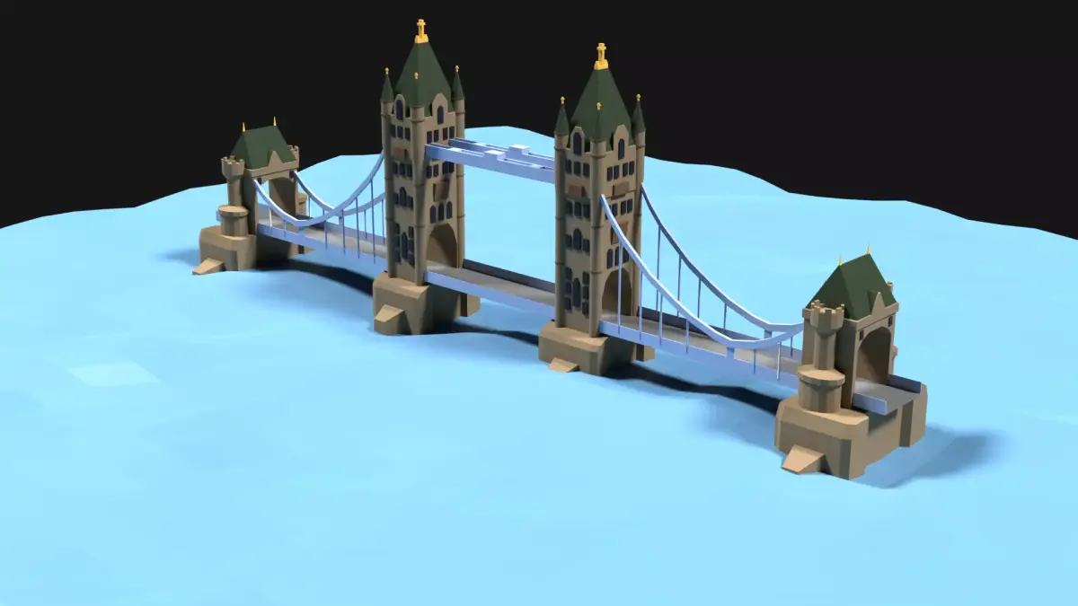 Lowpoly Tower Bridge Low-poly 3D model