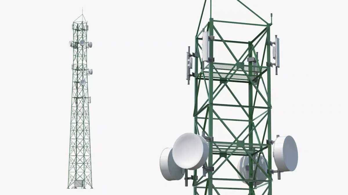 Antenna Tower with Parabolic Units Simplified 3D model