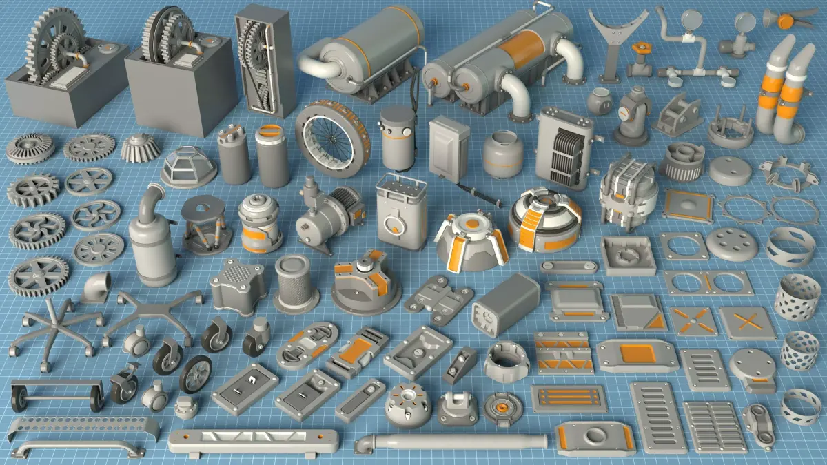 Industrial Kitbash - 10 - 100 pieces 3D model