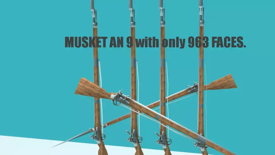 FRENCH MUSKET Low Poly 3D model