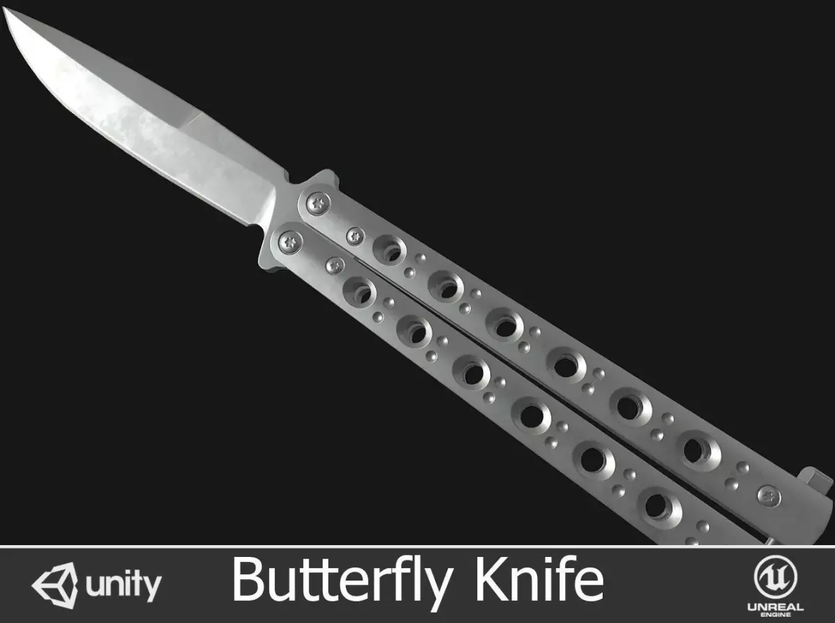 Butterfly Knife Low-poly 3D model 4