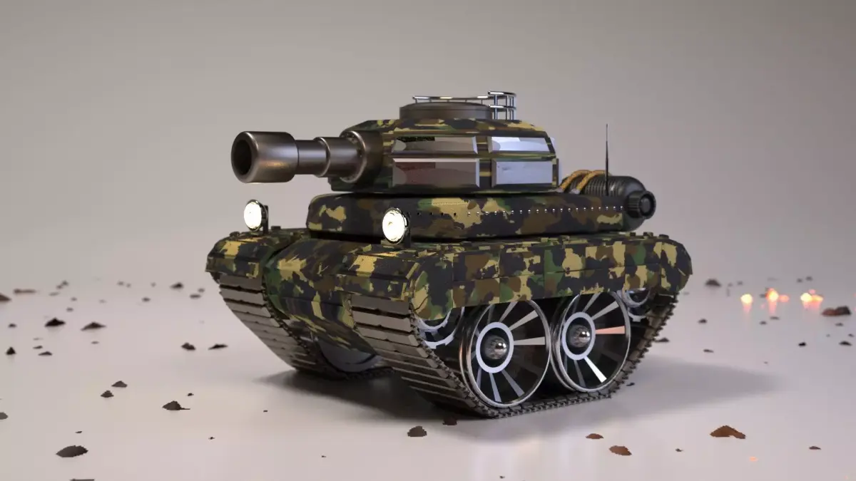 Cartoon Mini Tank Low Poly mini Military Vehicle 3D Model Low-poly 3D model