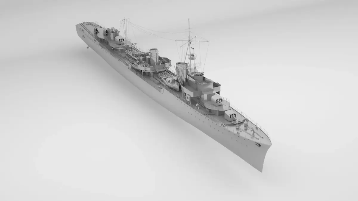 Type 1936 German Destroyer - Kriegsmarine Low-poly 3D model