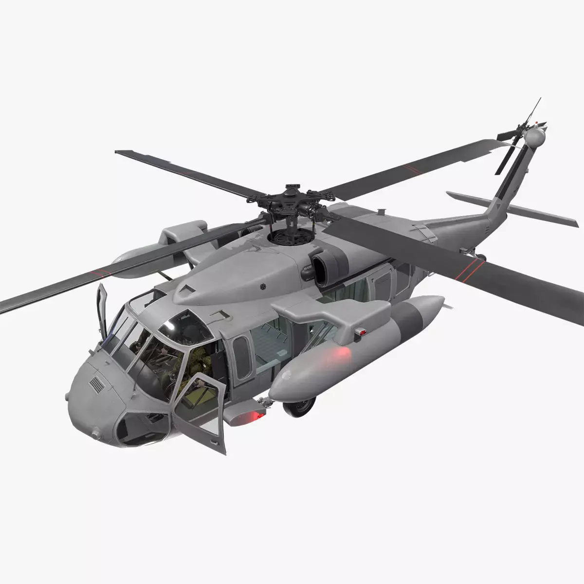 UH-60 Black Hawk Grey Complex Animation Low-poly 3D model