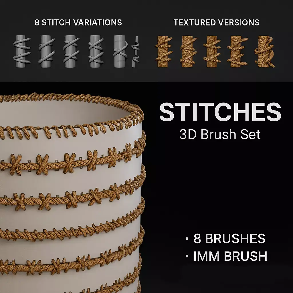 Low-Poly Stitches Brush Pack Low-poly 3D model