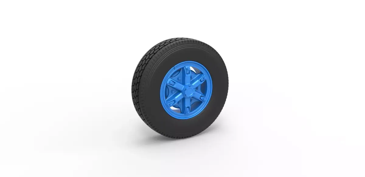 Front 6 spoke wheel of old school truck Scale 1 to 25 3D print model