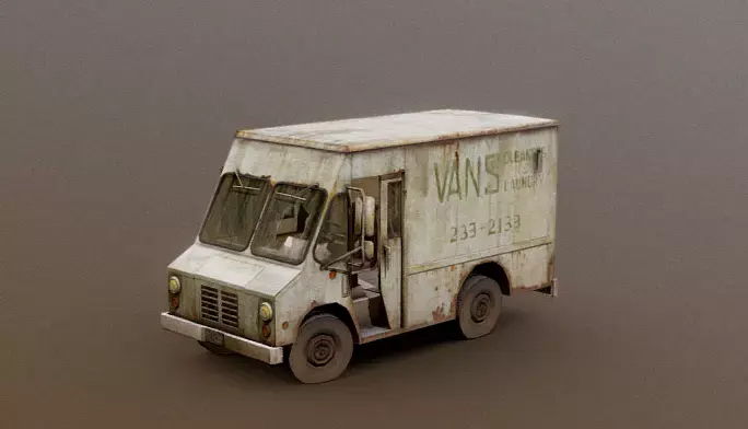 van realistic abandoned PBR low poly Free low-poly 3D model